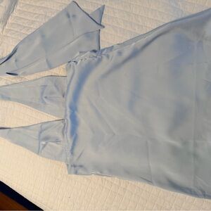 Light Blue Satin Halter Neck Dress